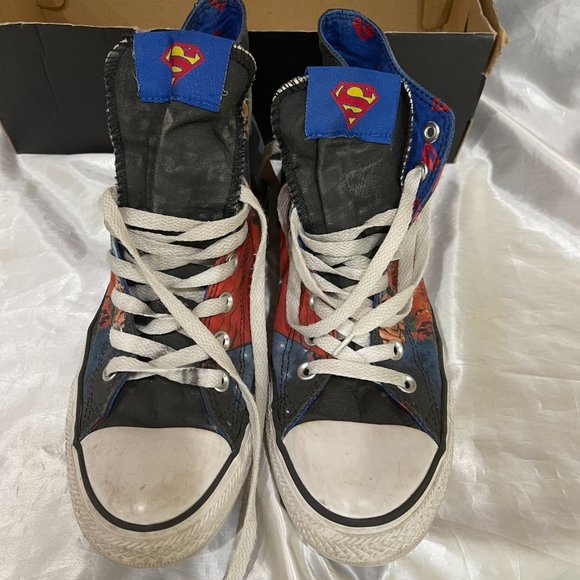 DC Comics Chuck Taylor All Star Superman High Tops Converse Used Sz 9 \ 11 - Picture 7 of 12